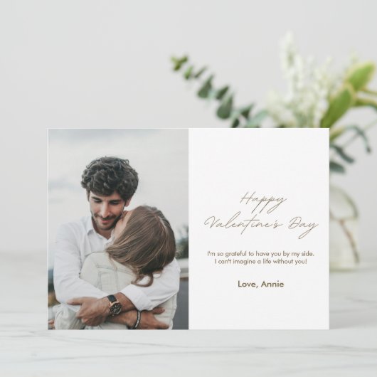 Elegante Simpele Valentijnsdag Fotokaart Feestdagenkaart (Staand voorkant)