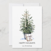 Elegante Simpele Waterverf Kerstboom Plat Design Feestdagenkaart (Voorkant)