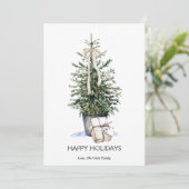 Elegante Simpele Waterverf Kerstboom Plat Design Feestdagenkaart (Staand voorkant)