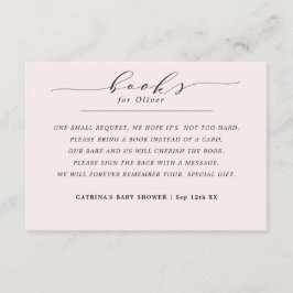 Elegante Simple Blush Pink boeken voor Baby Reques Informatiekaartje