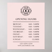 Elegante Simple Blush Pink openingstijden Poster (Voorkant)