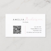 Elegante Simple Dusty Pink Script QR-code Visitekaartje (Achterkant)