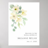 Elegante Simple Waterverf Bruidsdouche Welkom Poster (Voorkant)