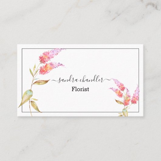 Elegante simplistische bloemist visitekaartje (Voorkant)