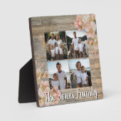 Elegante sinaasappel bloemen distressed hout vier  fotoplaat (Voorkant)