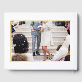 Elegante Sinaasappel Oleander Bloemen Trouwfoto Gastenboek (Achterkant)