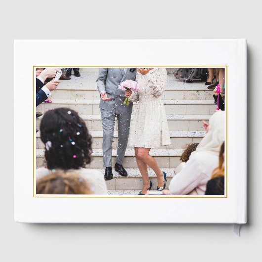 Elegante Sinaasappel Oleander Bloemen Trouwfoto Gastenboek (Achterkant)