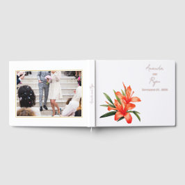 Elegante Sinaasappel Oleander Bloemen Trouwfoto Gastenboek