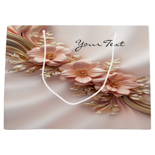 Elegante Sinaasappel Perzik Bloemenkleurzak Groot Cadeauzakje (Voorkant)