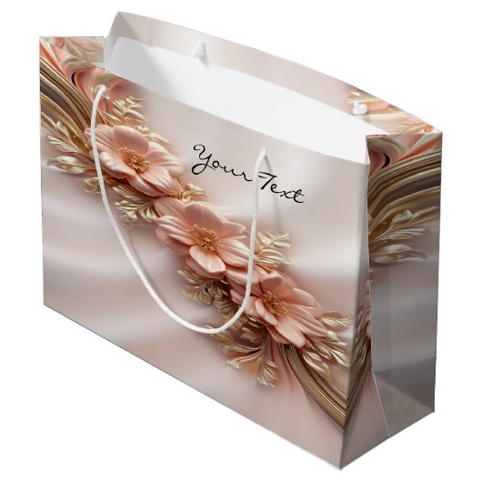 Elegante Sinaasappel Perzik Bloemenkleurzak Groot Cadeauzakje (Achterkant Gekanteld)