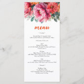 Elegante Sinaasappel & Roze Waterverf Bloemen Huwe Menu (Voorkant)
