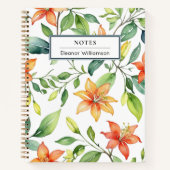 Elegante Sinaasappels Bloemen Garden Lover's geper Notitieboek (Voorkant)