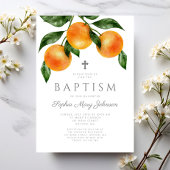 Elegante Sinaasappels Botanische Meisje Dopen Kaart