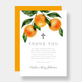 Elegante Sinaasappels Eerste Heilige Communie Bedankkaart