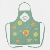 Elegante Sinaasappels en sterren op groen Schort (Voorkant)