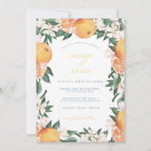 Elegante Sinaasappels Mediterrane Citrus bruiloft Kaart (Voorkant)