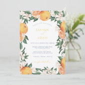 Elegante Sinaasappels Mediterrane Citrus bruiloft Kaart (Staand voorkant)