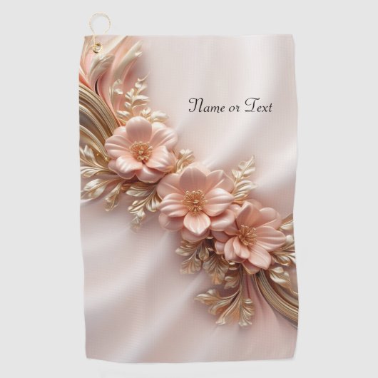 Elegante Sinaasappels Perzik Bloemen Golfhanddoek (Voorkant)