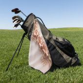 Elegante Sinaasappels Perzik Bloemen Golfhanddoek (Groen)