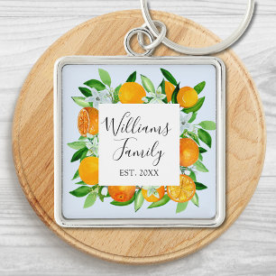 Elegante Sinaasappels Vruchten en Bloemen Zomer Bl Sleutelhanger
