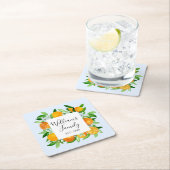 Elegante Sinaasappelvruchten en Bloemen Zomer Bloe Kartonnen Onderzetters (Insitu)