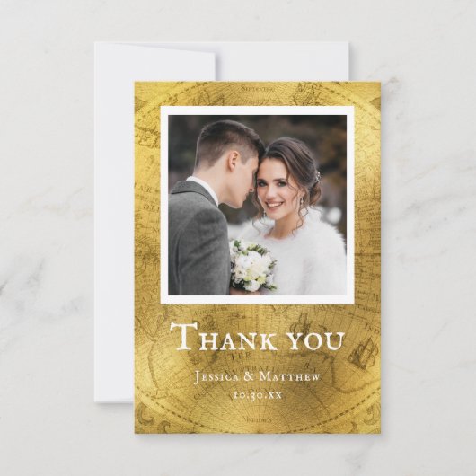 Elegante single foto bruiloft dank je kaart (Voorkant)