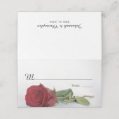 Elegante single Red Rose bruiloft Write-In Plaatskaartje (Buitenkant ongevouwen)