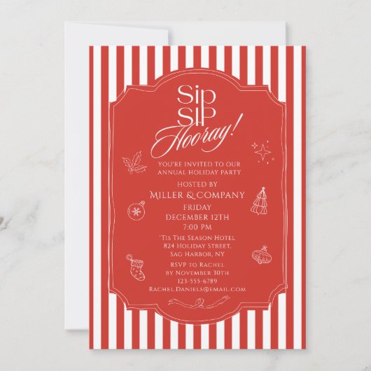 Elegante sip hoera corporate kerstfeest kaart (Voorkant)