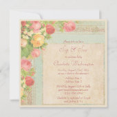 Elegante Sip & See Vintage Rozen Kaart (Achterkant)