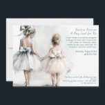 Elegante Sister Day Brunch Uitnodiging – Pastel Ar<br><div class="desc">Waterverf 1e verjaardagsuitnodiging met taart en kaars Vier zusterdag in stijl met deze pastel mode-afbeelding van een grote zus en kleine zus die hand in hand lopen, beide in pluizige tule-rokken. Perfect voor brunch bijeenkomsten, afternoon tea, of zelfs verjaardagen. tekst voor namen, datum en RSVP. Een tedere en elegante keuze...</div>