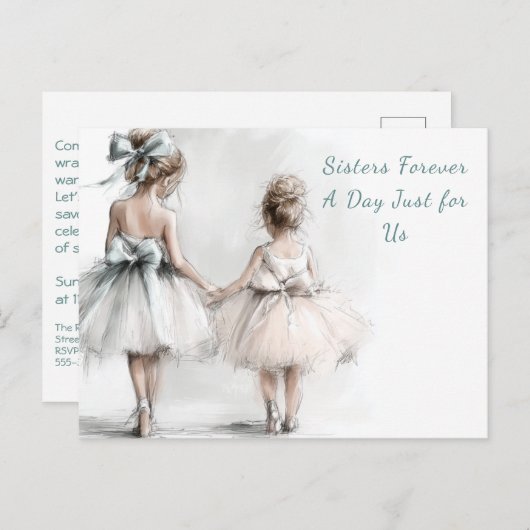 Elegante Sister Day Brunch Uitnodiging – Pastel Ar (Voorkant / Achterkant)