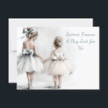 Elegante Sister Day Brunch Uitnodiging – Pastel Ar<br><div class="desc">Waterverf 1e verjaardagsuitnodiging met taart en kaars Vier zusterdag in stijl met deze pastel mode-afbeelding van een grote zus en kleine zus die hand in hand lopen, beide in pluizige tule-rokken. Perfect voor brunch bijeenkomsten, afternoon tea, of zelfs verjaardagen. tekst voor namen, datum en RSVP. Een tedere en elegante keuze...</div>