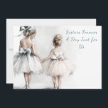 Elegante Sister Day Brunch Uitnodiging – Pastel Ar<br><div class="desc">Waterverf 1e verjaardagsuitnodiging met taart en kaars Vier zusterdag in stijl met deze pastel mode-afbeelding van een grote zus en kleine zus die hand in hand lopen, beide in pluizige tule-rokken. Perfect voor brunch bijeenkomsten, afternoon tea, of zelfs verjaardagen. tekst voor namen, datum en RSVP. Een tedere en elegante keuze...</div>