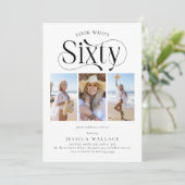 Elegante SIXTY 3 fotocollage 60e verjaardag Kaart (Staand voorkant)