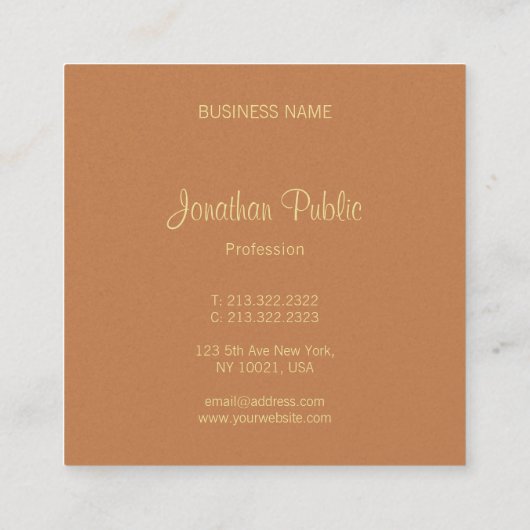 Elegante Sjabloon Calligraphed Script Naam Modern Vierkante Visitekaartje (Achterkant)