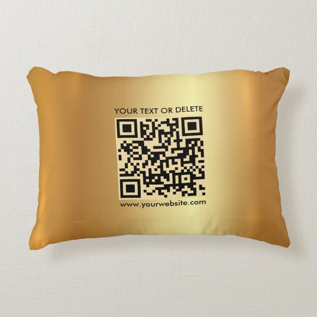 Elegante Sjabloon Custom QR Code Glamour Gold Accent Kussen (Voorkant)