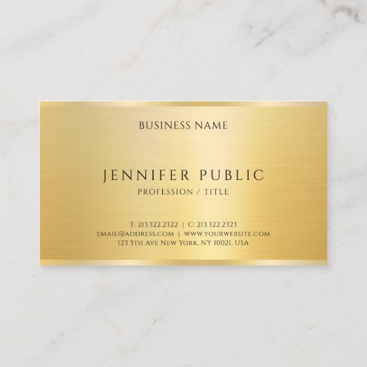 Elegante Sjabloon Faux Gold Gloss Professional Visitekaartje (Achterkant)