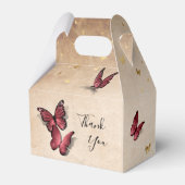 Elegante Sjabloon Goud en Bourgondische Vlinder Bedankdoosjes (Achterkant)