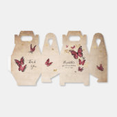 Elegante Sjabloon Goud en Bourgondische Vlinder Bedankdoosjes (Uitgevouwen)