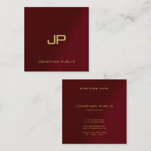 Elegante Sjabloon gouden tekst Monogram Bourgogne  Vierkante Visitekaartje