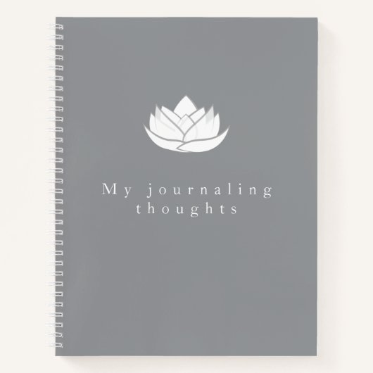 Elegante Sjabloon grijs en witte lotusbloem Notitieboek (Voorkant)