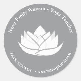 Elegante Sjabloon grijze lotusbloem Ronde Sticker