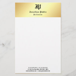 Elegante Sjabloon  Handgeschreven Goud Wit Briefpapier