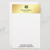 Elegante Sjabloon  Handgeschreven Goud Wit Briefpapier (Voorkant / Achterkant)