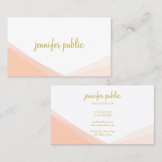 Elegante Sjabloon Handgeschreven Gouden Naam Scrip Visitekaartje (Voorkant / Achterkant)