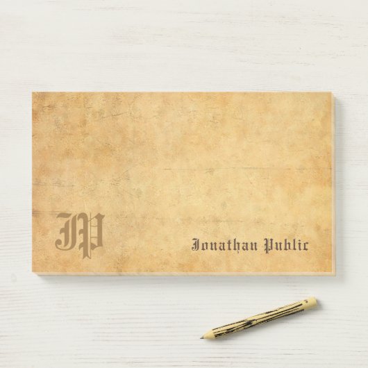 Elegante Sjabloon Handgeschreven Monogram  Post-it® Notes (Op bureau)
