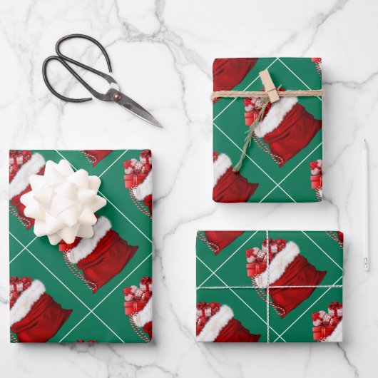 Elegante sjabloon Kerst dennenboom groen cadeau Inpakpapier Vel (Voorkant)