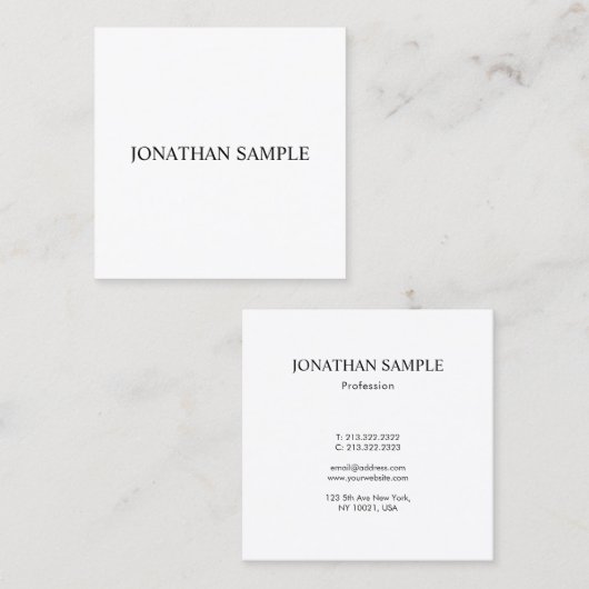 Elegante Sjabloon Modern Eenvoudig Professioneel Vierkante Visitekaartje (Voorkant / Achterkant)