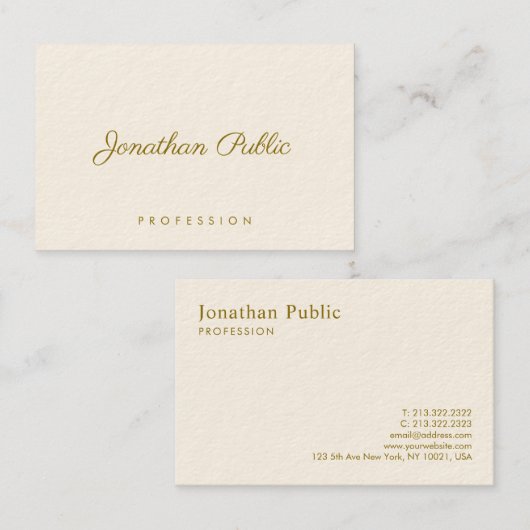 Elegante Sjabloon Modern Gouden Tekst Signature Cr Visitekaartje (Voorkant / Achterkant)