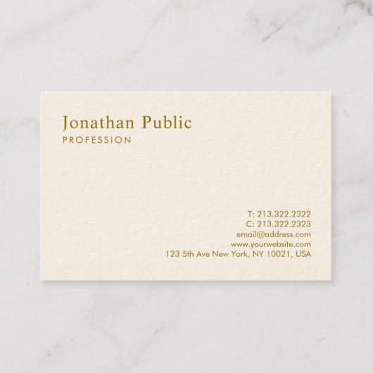 Elegante Sjabloon Modern Gouden Tekst Signature Cr Visitekaartje (Achterkant)